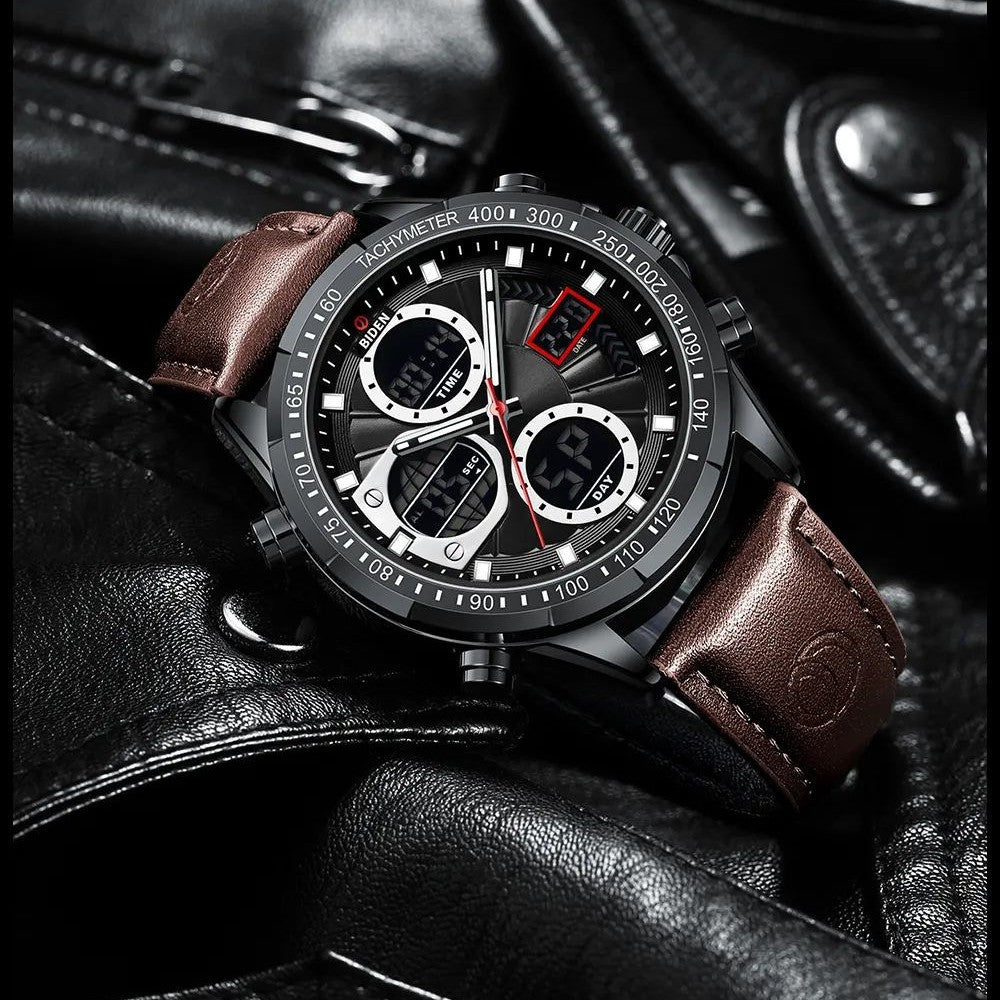 Mens Sports PU Leather Belt Quartz Watch - Valenor Watches